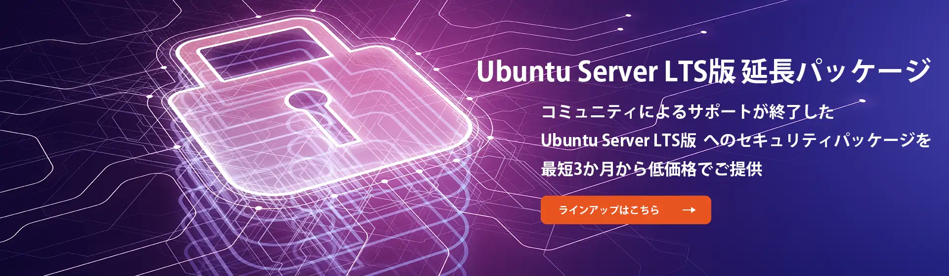 Ubuntu Server LTS版 延長パッケージ サポートが終了した Ubuntu Server LTS版 へのセキュリティアップデートをお求めやすい価格とサブスクで提供